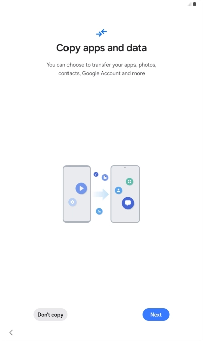 When this screen is displayed, your tablet is ready to restore content from a Google One backup.