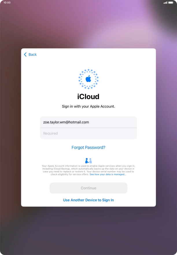 Press Required and key in the password for your Apple ID.