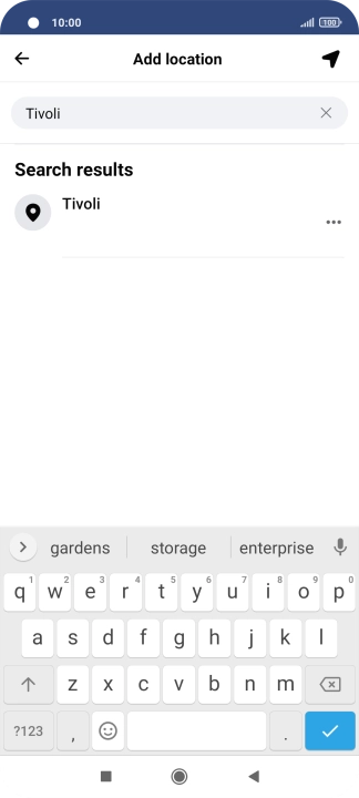 Press the required location.