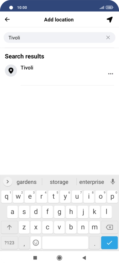 Press the required location.