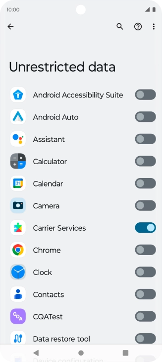 Press the indicators next to the required apps to turn the function on or off.