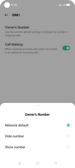 Press Show number to turn on caller identification.