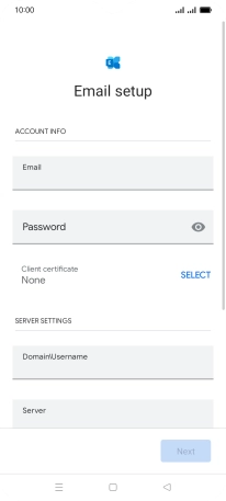 Press Password and key in the password for your email account. Press Password and key in the password for your email account.