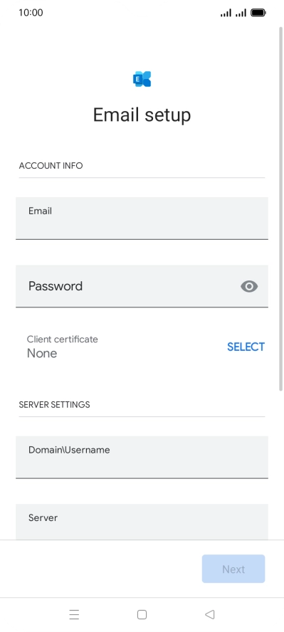Press Password and key in the password for your email account. Press Password and key in the password for your email account.