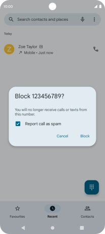 To report the number as spam, press the field next to 
