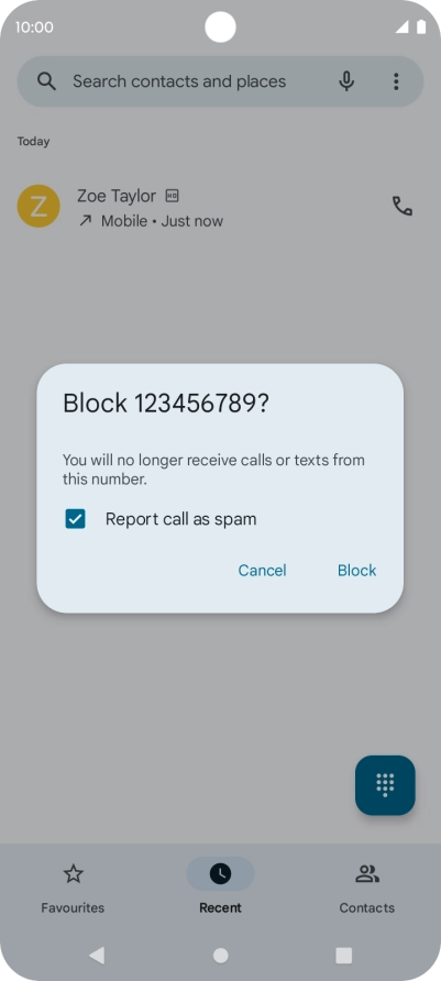 To report the number as spam, press the field next to 
