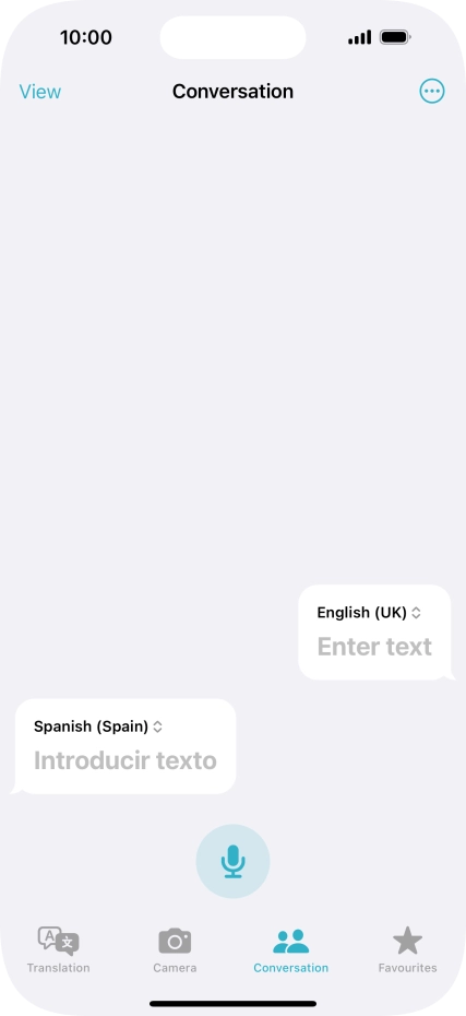 Press the microphone icon and say the required word or sentence.