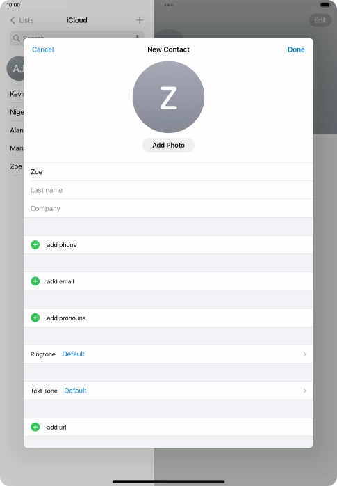 Press Last name and key in the last name.