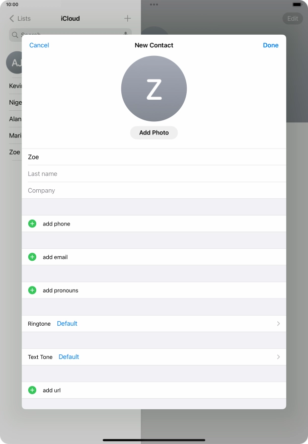 Press Last name and key in the last name.