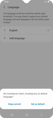 To select the new language as the default phone language, press Set as default.