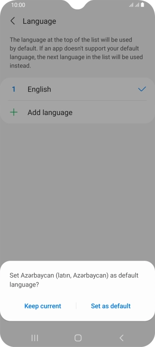 To select the new language as the default phone language, press Set as default.