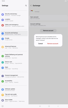 Press Remove account.