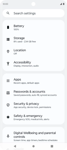Press Passwords & accounts.