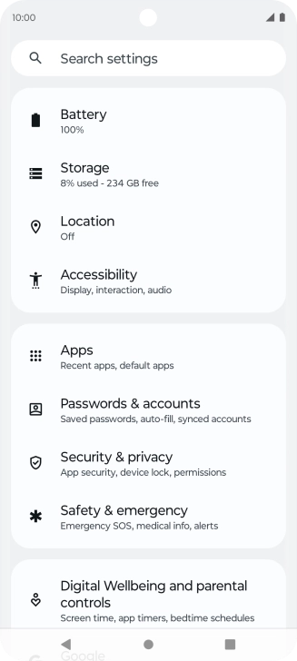Press Passwords & accounts.
