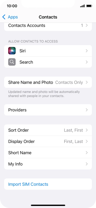 Press Import SIM Contacts.