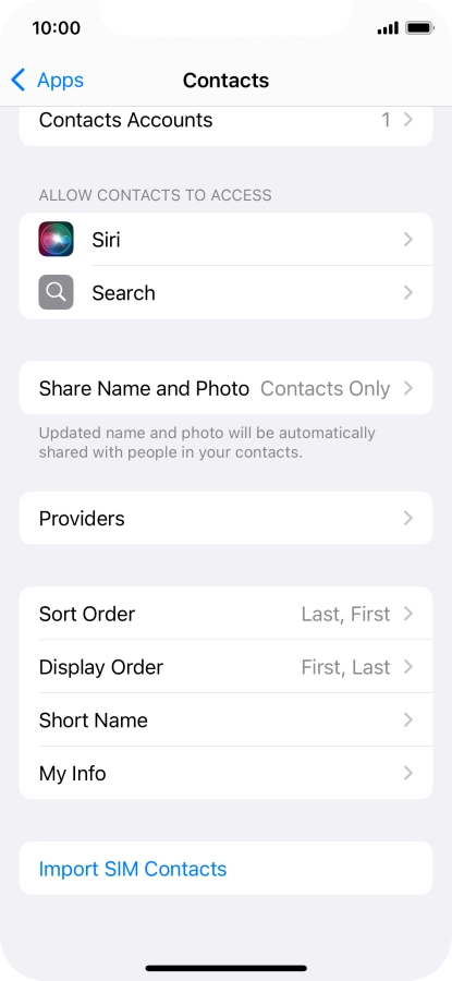 Press Import SIM Contacts.