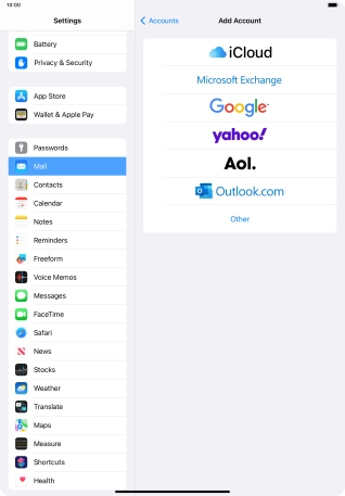 Press Microsoft Exchange.