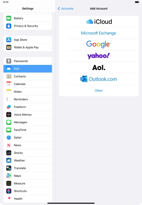 Press Microsoft Exchange.