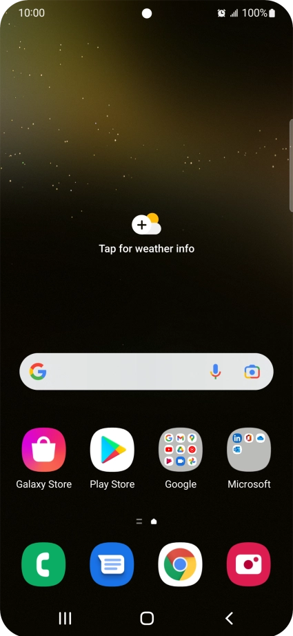 The alarm icon shows that the alarm is set.