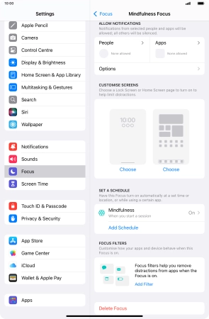 Press People and follow the instructions on the screen to select which contacts you would like to receive calls and notifications from when the selected focus mode is active.