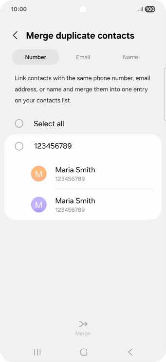 Press the field next to the required number.