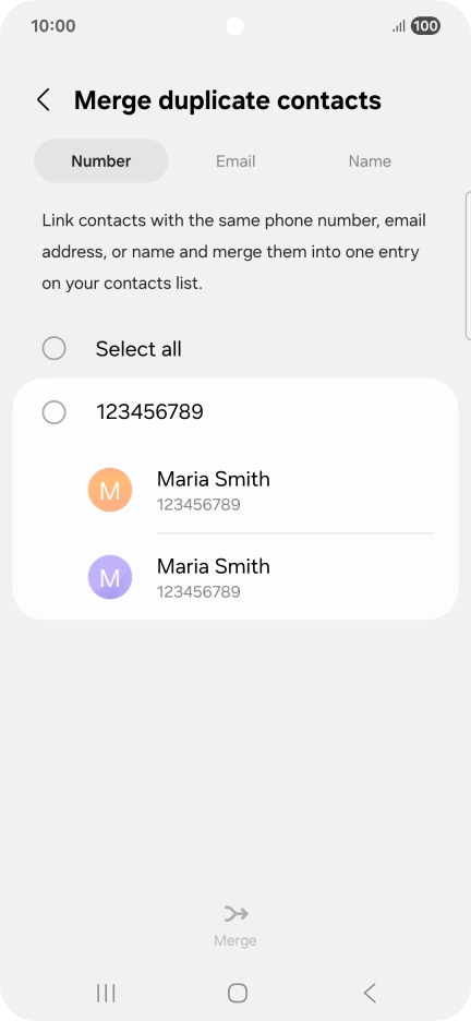 Press the field next to the required number.