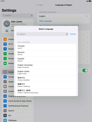 Press the required language. Press the required language.