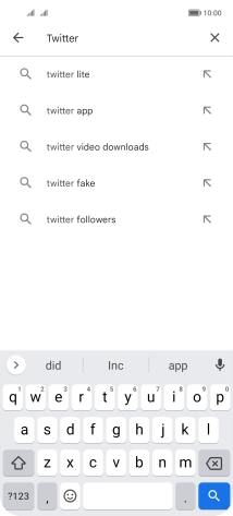 Key in Twitter and press the search icon.
