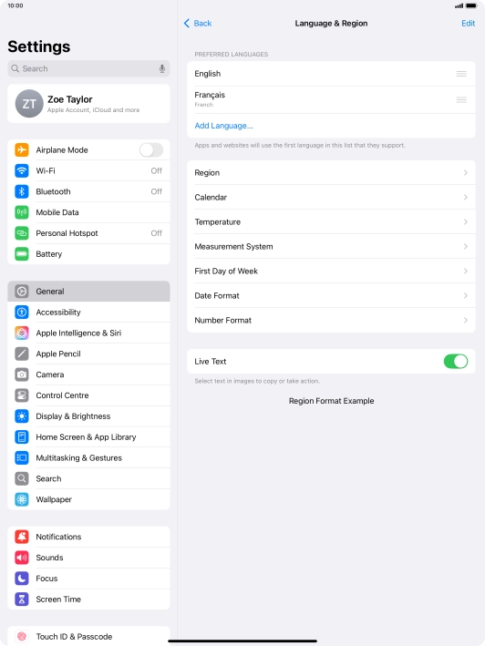 To subsequently select another language as the default language, press the move icon next to the required language and drag it to the top of the list.