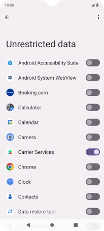 Press the indicators next to the required apps to turn the function on or off.