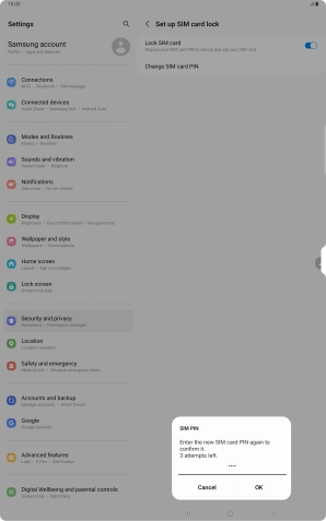 Key in the new PIN again and press OK.