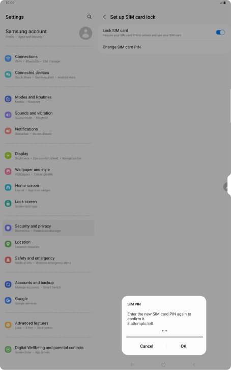 Key in the new PIN again and press OK.