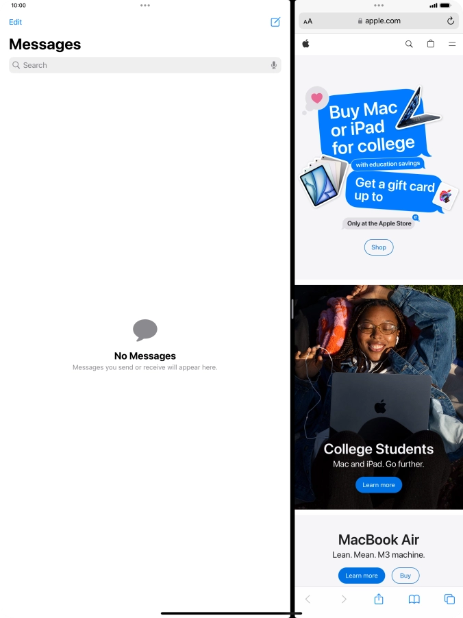 The applications are now displayed on a split screen.