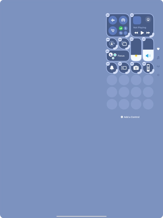 Press Add a Control and follow the instructions on the screen to add the required function to Control Centre.