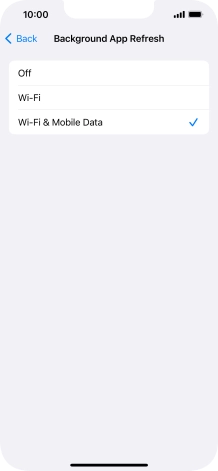 To turn off background refresh of apps, press Off. To turn off background refresh of apps, press Off.