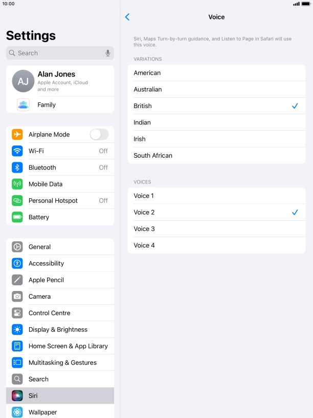 Press the required accent.