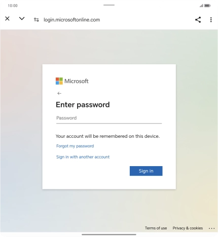 Press Password and key in the password for your email account.