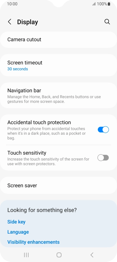 Press Screen timeout.