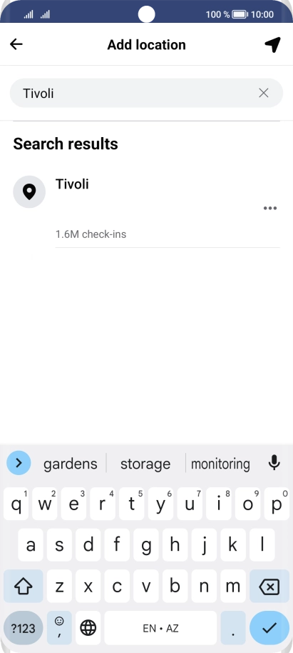 Press the required location.