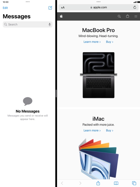 The applications are now displayed on a split screen. The applications are now displayed on a split screen.