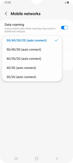 Press the required network mode. Press the required network mode.