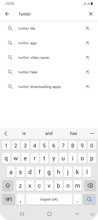 Key in Twitter and press the search icon.