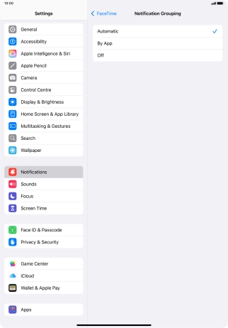 Press the required setting.