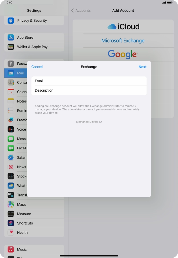 Press Description and key in the required name.