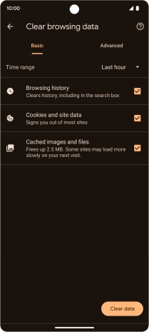 Press the fields next to the required data types. Press the fields next to the required data types.