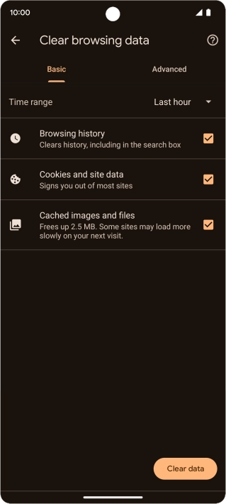 Press the fields next to the required data types. Press the fields next to the required data types.
