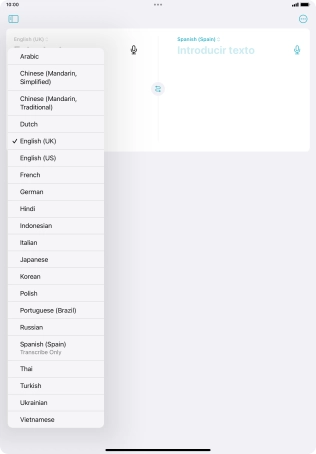 Press the required source language.
