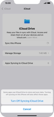 If you turn off the function, press Turn Off Syncing iCloud Drive.