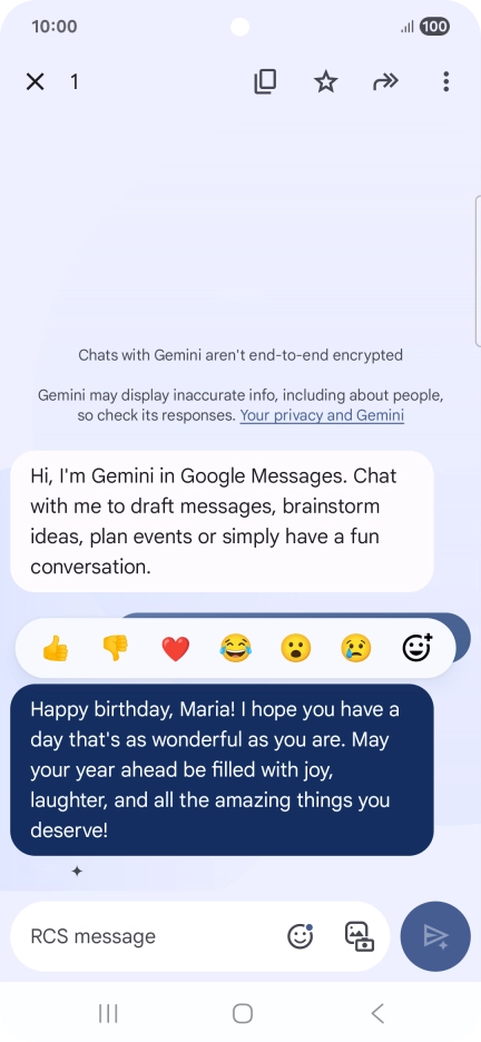 Press and hold the text suggestion from Gemini. Follow the instructions on the screen to use the text suggestion.