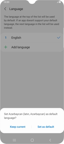 To select the new language as the default phone language, press Set as default.